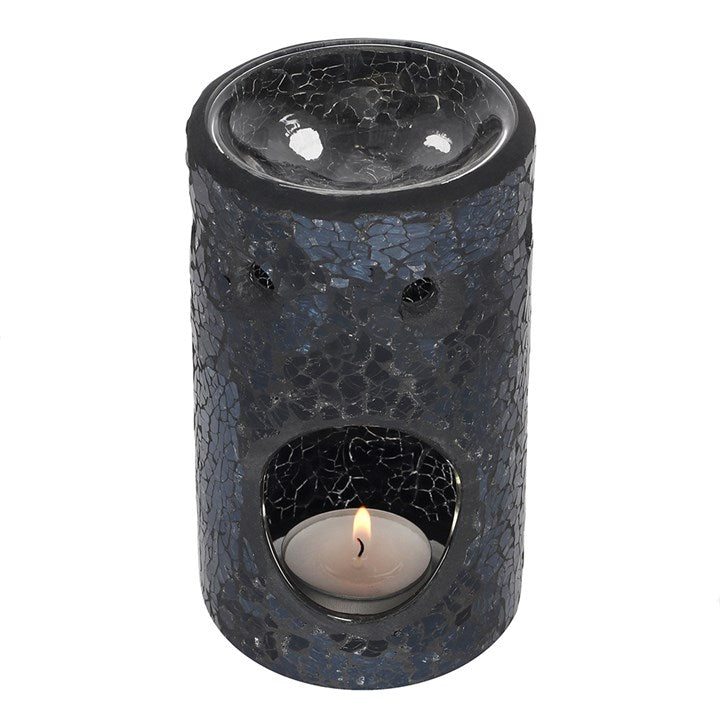 Black Crackle Pillar Oil Burner & Wax Warmer
