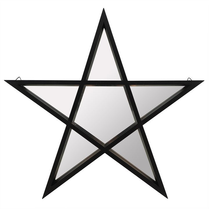 Black Framed Pentagram Mirror Shelf
